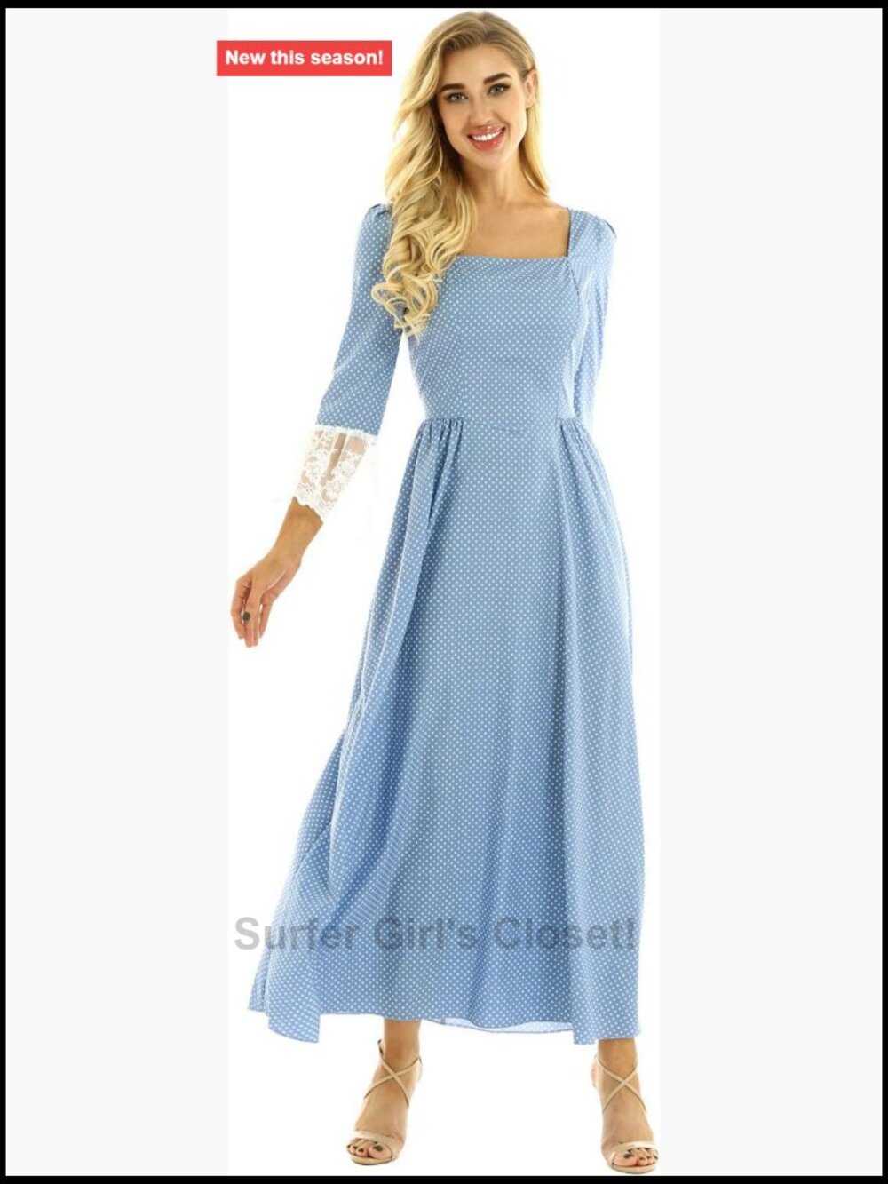 Women's Medieval Renaissance Costume Dress with Lace Cuffs - Halloween Cosplay